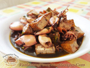 Adobong Pusit at Tokwa Adobong Pusit with Tokwa Pin It!