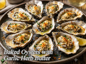 Baked Oysters with Garlic Herb Butter Baked Oysters with Garlic Herb Pin It!