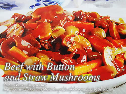 Beef with Button and Straw Mushrooms