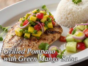 Grilled Pompano with Green Mango Salsa Grilled Pompano Pin It!