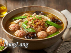 LangLang (Pork Meat Balls in Chicken Noodle Soup) Langlang Pin It!