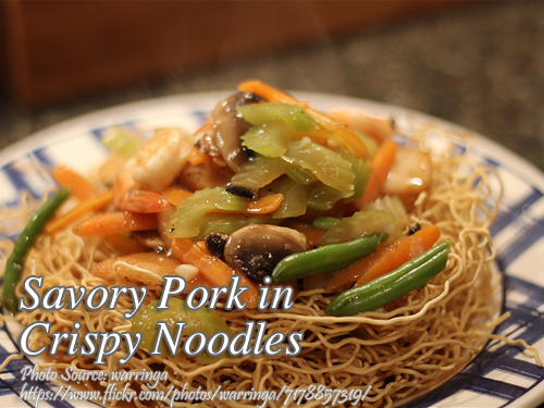 Savory Pork in Crispy Noodles