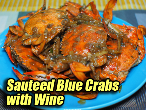 Stir fried Blue Crabs with Wine Pin It!