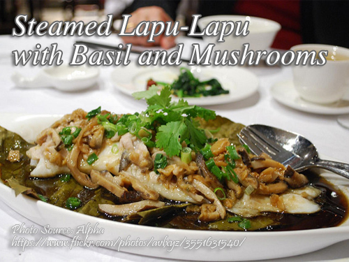 Steamed Fish with Basil and Mushrooms